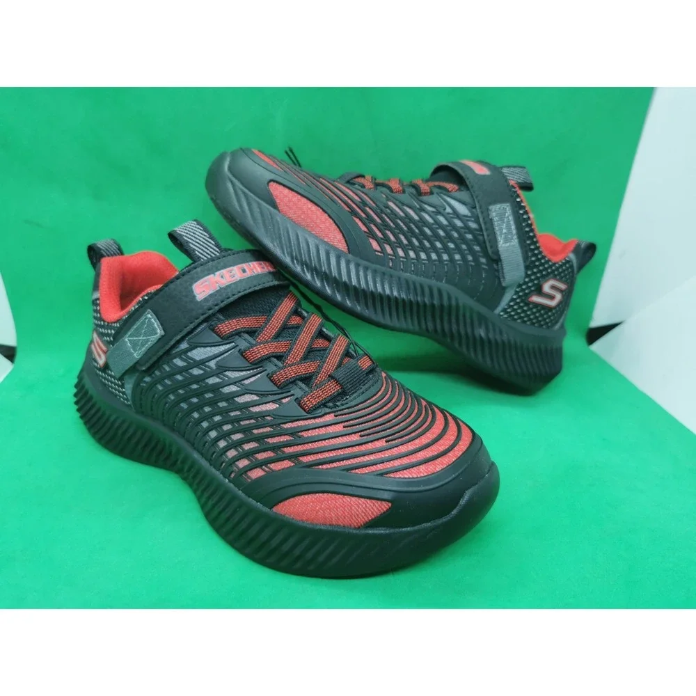 Skechers Boys Comfortable Sneakers -Black/Red - Size 2 Little Kid New